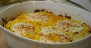 Lecsós tepsis krumpli tükörtojással Lecsós tepsis krumpli