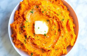 Fűszeres sült édesburgonya-püré sült édesburgonya püré