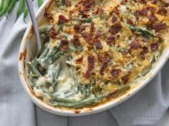 Csőben sült sajtos-tejfölös zöldbab csőben sült zöldbab