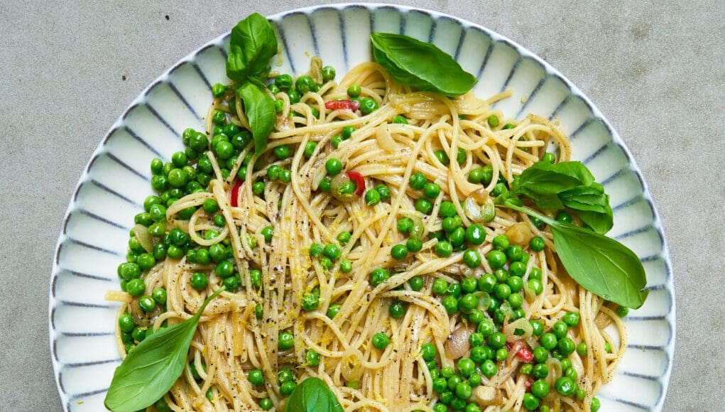 Citromos zöldborsós spagetti
