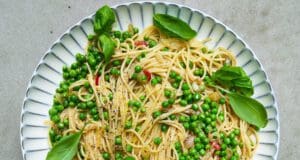 Zöldborsós-citromos spagetti Citromos zöldborsós spagetti