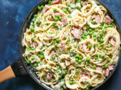 Sonkás tészta zöldborsóval sonkás tészta