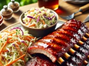 BBQ sertésbordák házi káposztasalátával