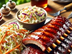 BBQ sertésbordák házi káposztasalátával