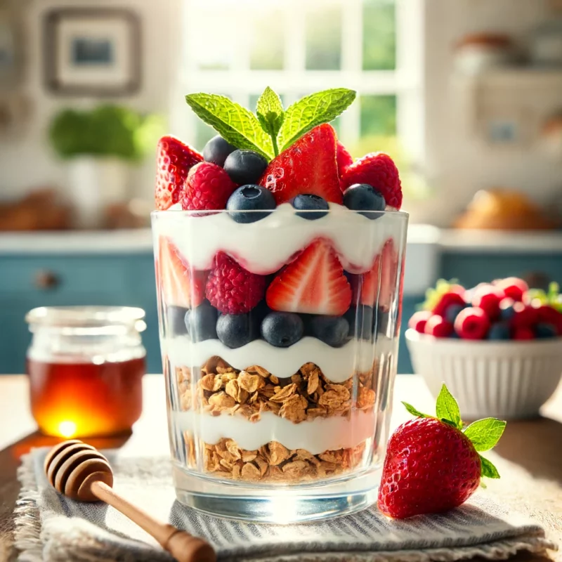 Nyári frissítő reggeli: Gyümölcsös joghurt parfé 1 parfe scaled