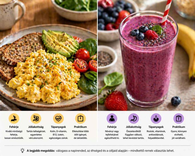 Tojás vagy smoothie? Melyik a jobb reggeli – és kinek?