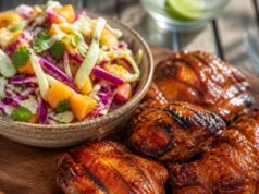 Mézes chipotle csirkecomb őszibarackos káposztasalátával: 50 perc, és kész a nyári vacsora Mézes chipotle csirkecomb őszibarackos káposztasalátával: 50 perc, és kész a nyári vacsora