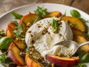 Barackos-burrata saláta pisztáciával: 15 perc, semmi főzés Barackos-burrata saláta pisztáciával: 15 perc, semmi főzés