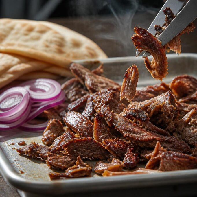 Tepsis dönerkebab házilag: a vékonyra nyújtott hús a titok, nem a nyárs