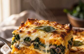 Sütőtökös lasagna zsályával és gombával Sütőtökös lasagna zsályával és gombával