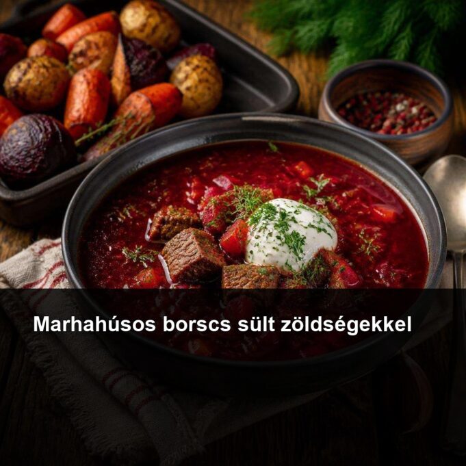 Marhahúsos borscs sült zöldségekkel