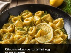 Citromos-kapros tortellini egy serpenyőben Citromos-kapros tortellini egy serpenyőben