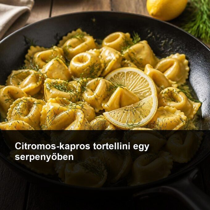 Citromos-kapros tortellini egy serpenyőben