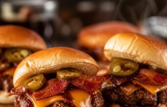 Cowboy marhahúsos miniszendvics baconnel és cheddar sajttal Cowboy marhahúsos miniszendvics baconnel és cheddar sajttal