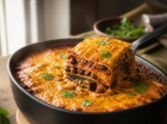 Tex-mex rakottas darált hússal és tortillával Tex-mex rakottas darált hússal és tortillával